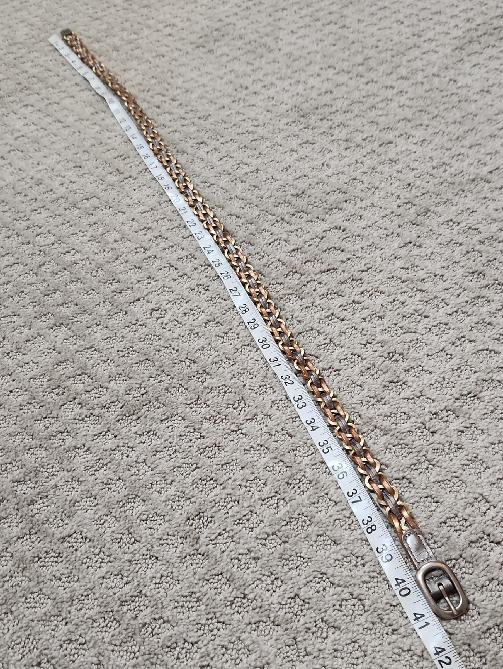 Fossil Braided Leather Belt in Metallic Pewter, Copper Brown, Gold Size Medium - Picture 5 of 13